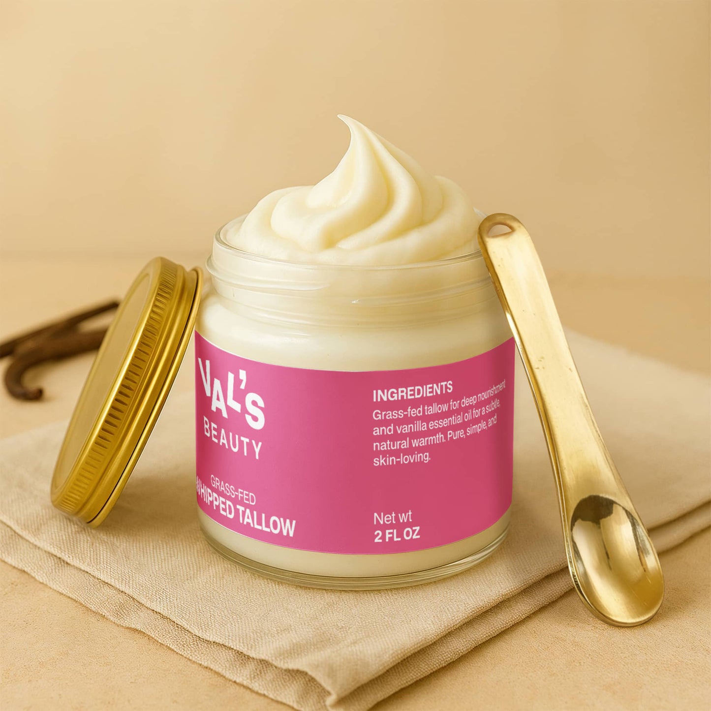 Whipped Grass-Fed Tallow Balm with Vanilla Bean